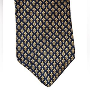 Les Montreux Paris Fleur-de-Lis Silk Tie – Navy & Gold